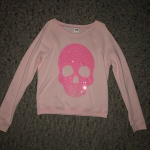RARE Victoria’s Secret PINK Skull Shimmer Sequin Sweatshirt, Size M